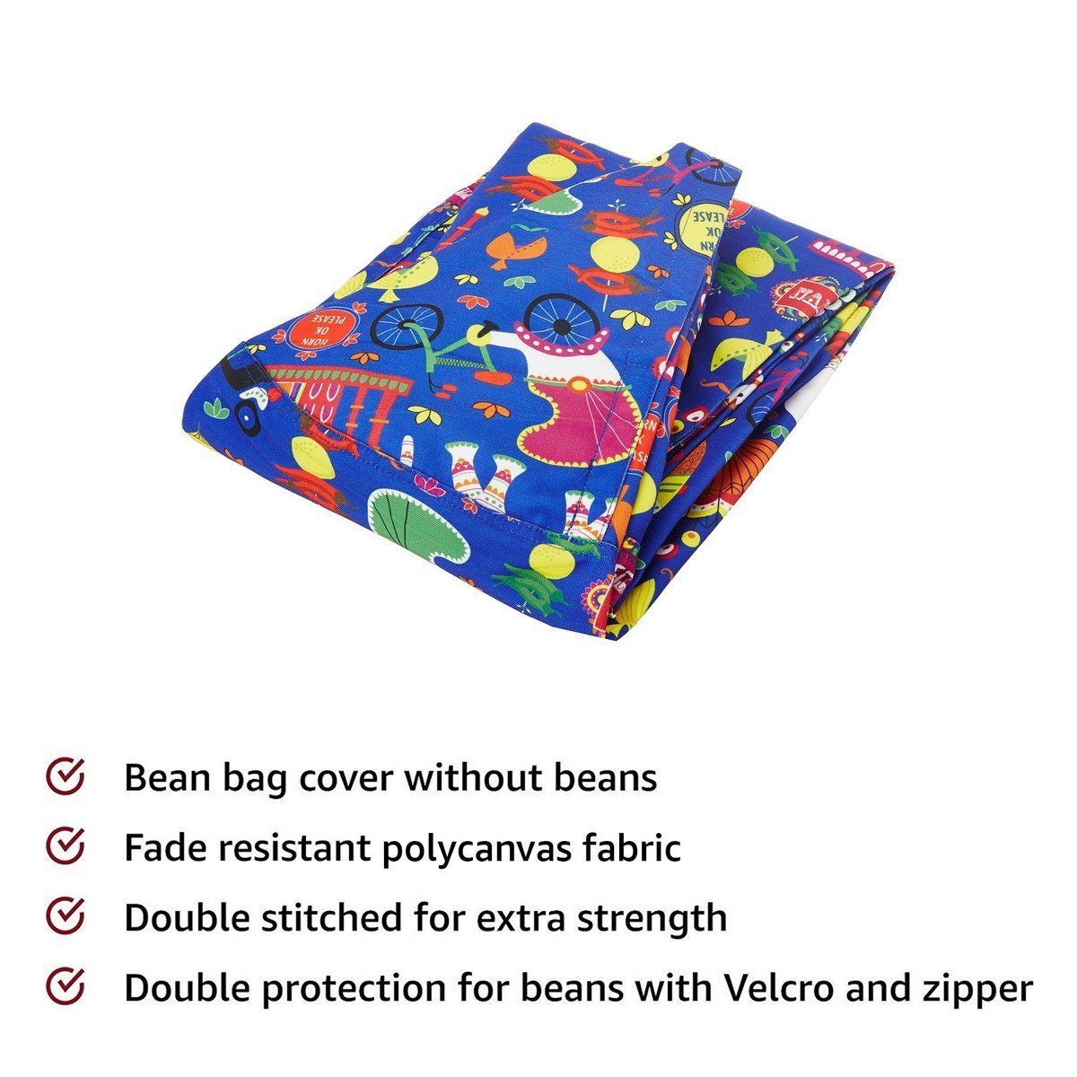 Amazon Brand - Solimo Summer Blues XXL Printed Bean Bag Cover Without Beans