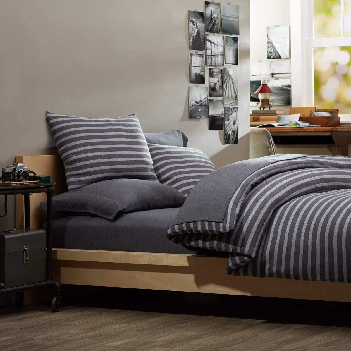 Pinzon by Amazon Cot Bed Jersey Fitted Sheet, Dark Grey Heather, 90 x 200 x 30 cm