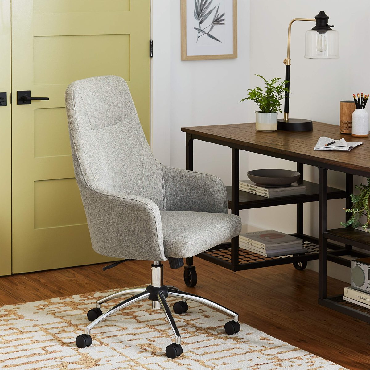 Stone & Beam Modern Upholstered High-Back Swivel Office Chair, 25.2"W, Gray