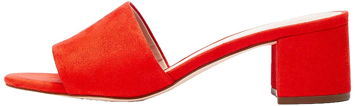 Amazon Brand - find. Women's Block Heel Mule Open-Toe Sandals, Orange Hot Coral, US 7.5