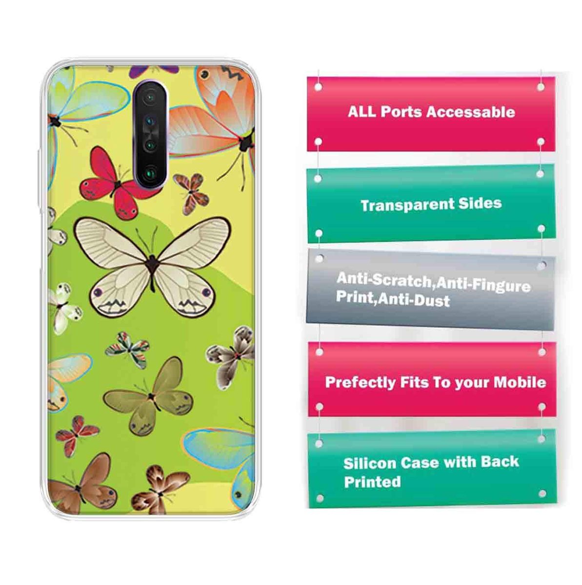 Amazon Brand - Solimo Designer Multicolor Butterfly Art Design Printed Soft Back Case Mobile Cover for Poco X2 / Xiaomi Redmi K30