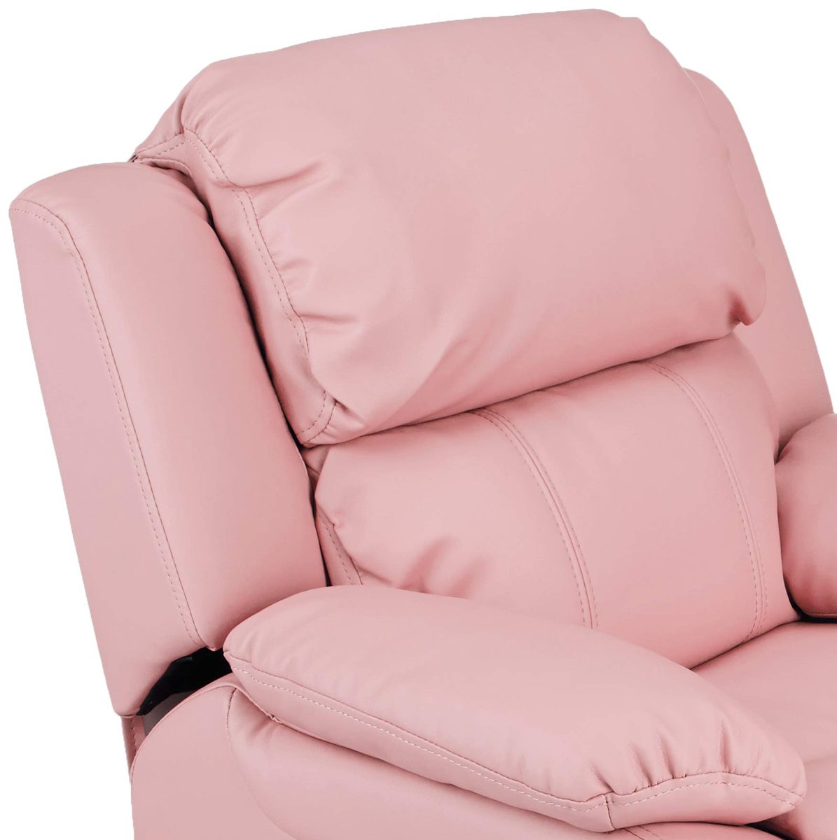 AmazonBasics LeatherSoft Kids/Youth Recliner with Armrest Storage, 5+ Age Group, Light Pink