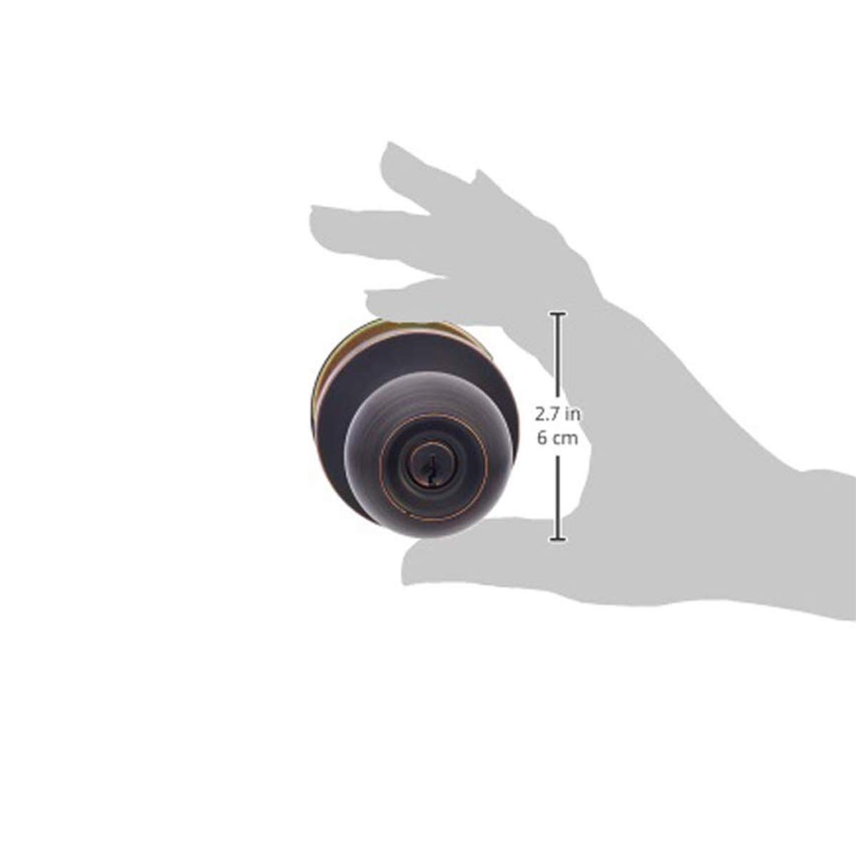 AmazonBasics Exterior Door Knob With Lock and Deadbolt, Standard Ball, Oil Rubbed Bronze