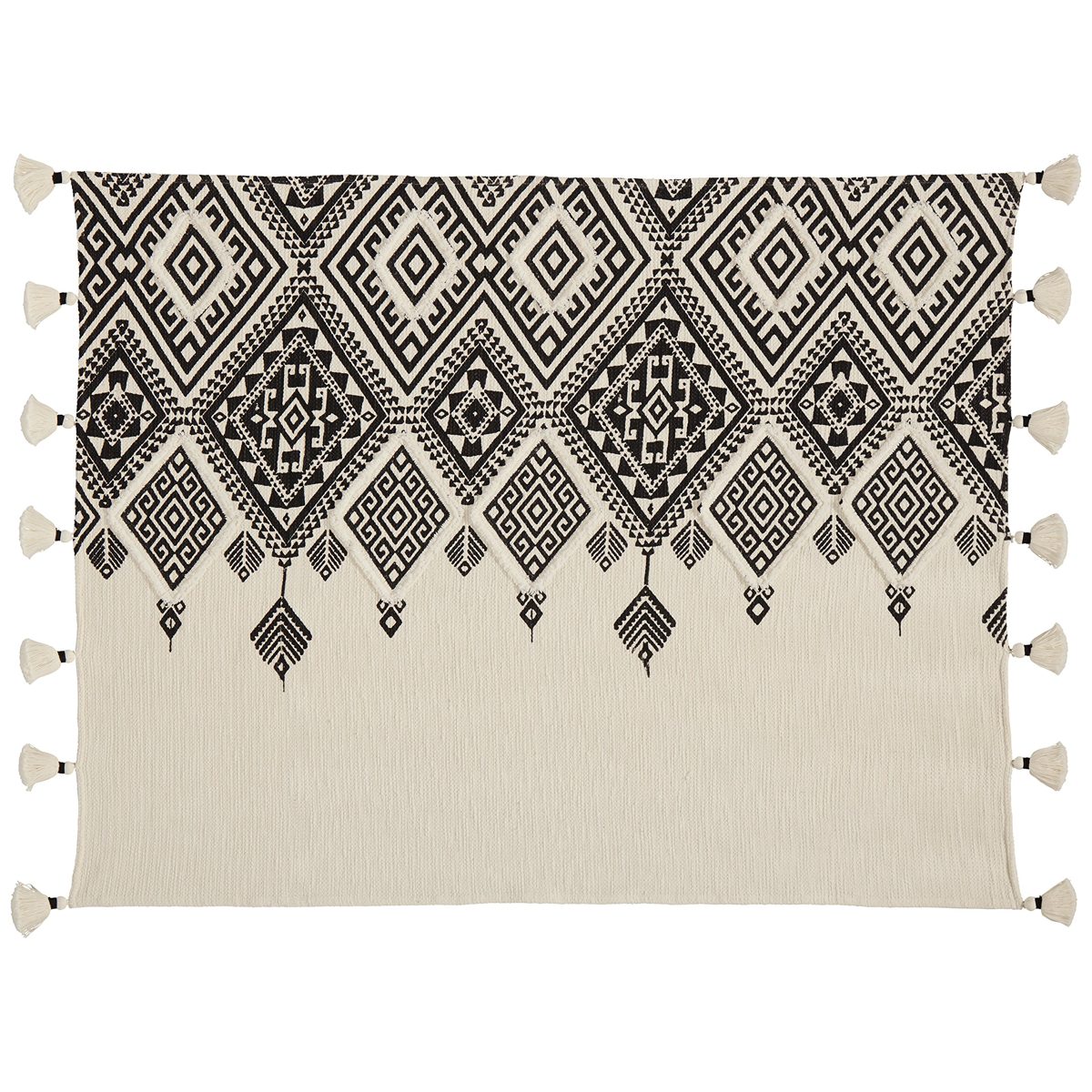 Amazon Brand – Rivet High Contrast Black and White Global Geometric 100% Cotton Throw Blanket