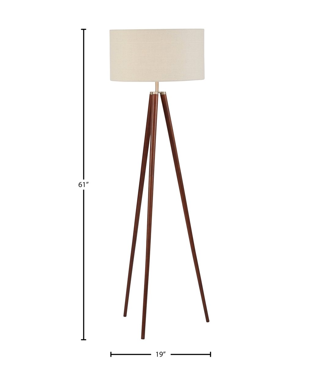 Stone & Beam Modern Tripod Floor Lamp, with Bulb, Ivory Shade, 19.0" x 19.0" x 61.0", Ivory