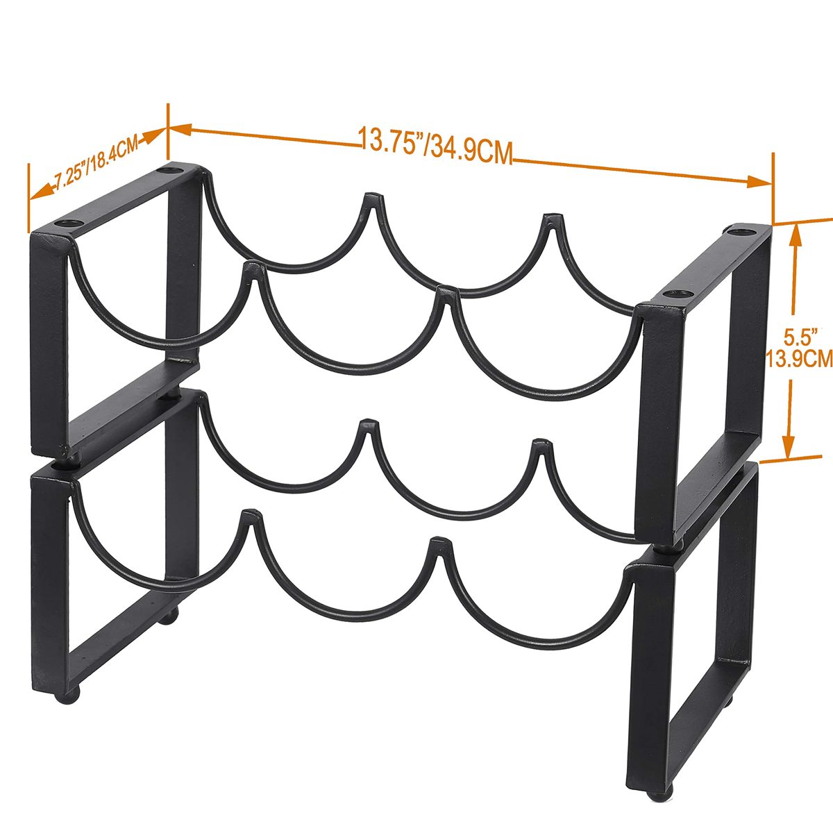 UMI. by Amazon Metal Wine Rack Free Standing, 2 Tier 6 Bottles Wine Storage Holder Racks for Home Bar