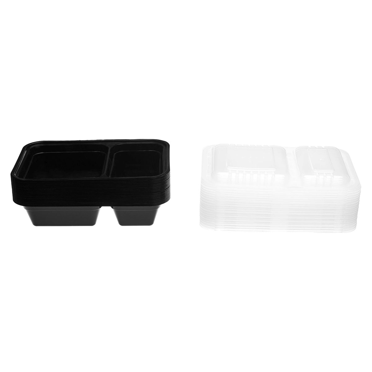 AmazonBasics 2 Compartment Meal Prep Containers - BPA Free, Microwave/Dishwasher/Freezer Safe, 32 Ounces, 20-Pack