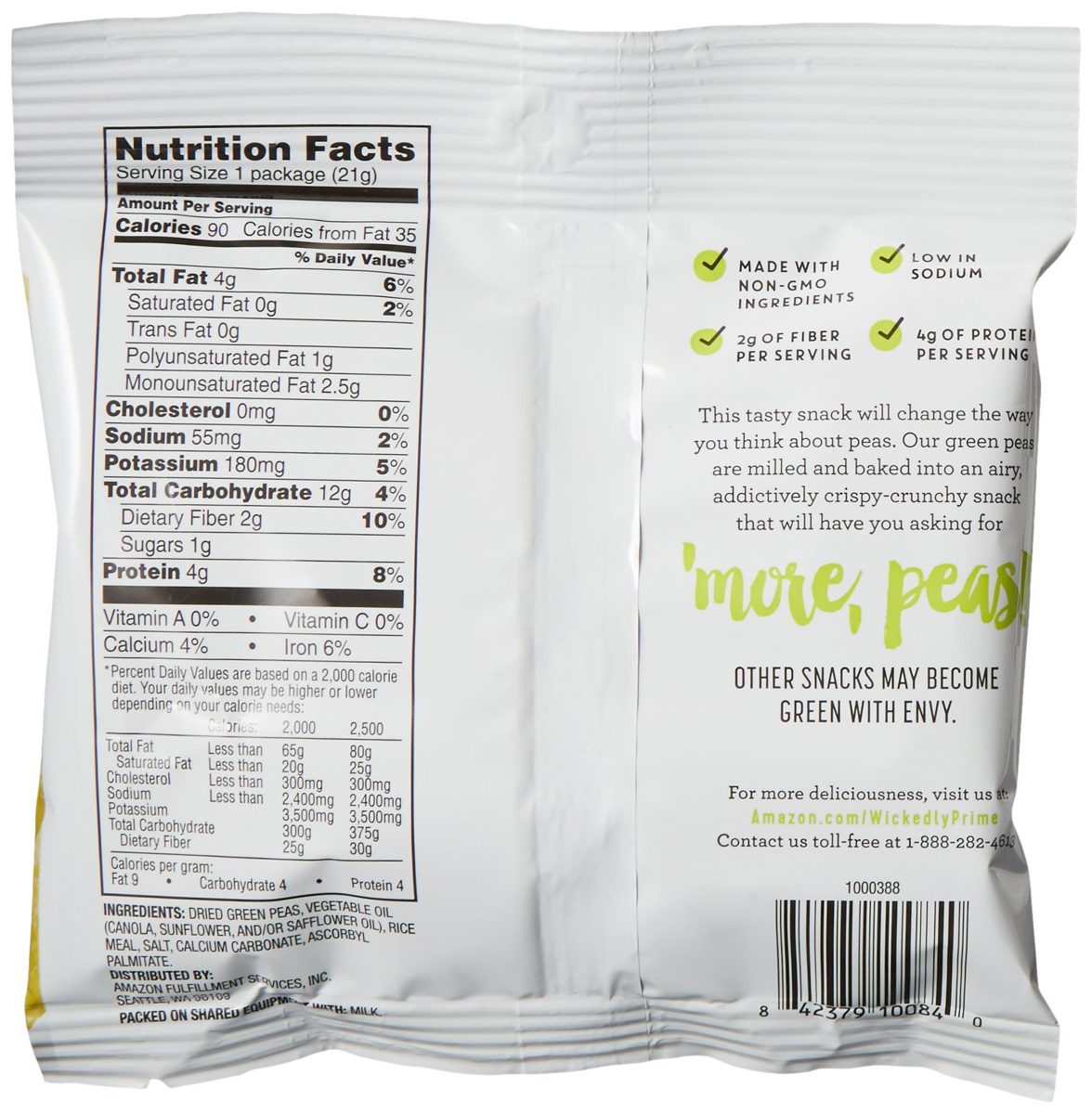 Wickedly Prime Pea Crisps, Snack Pack, 0.75 Ounce (12 Pack)