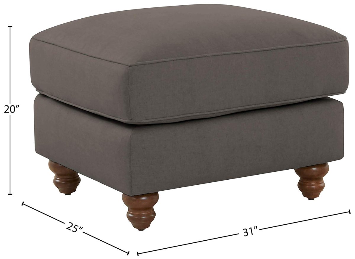 Amazon Brand – Stone & Beam Charles Classic Oversized Upholstered Ottoman, 31"W, Stone