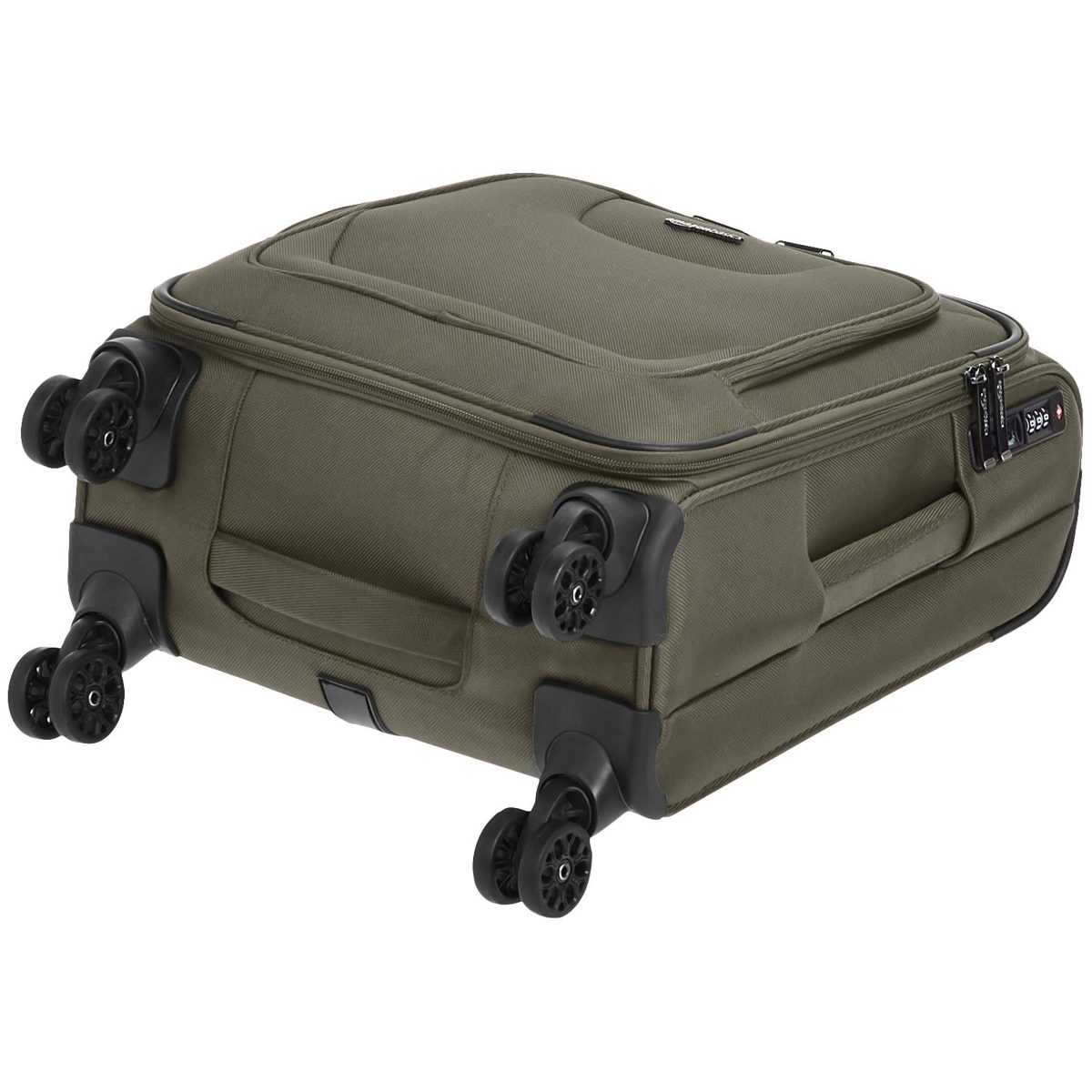 AmazonBasics Premium Expandable Softside Spinner Luggage With TSA Lock - 18-Inch International Carry-On, Olive