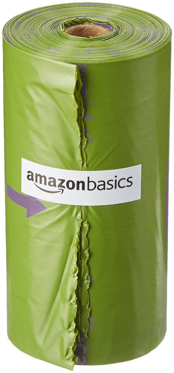 AmazonBasics EPI-Added Dog Waste Bag with Dispenser and Leash Clip, Lavander Scented, 270 Count