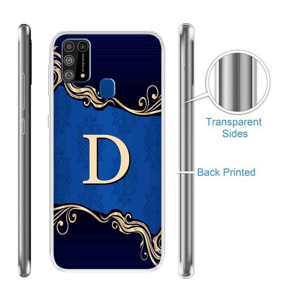 Amazon Brand - Solimo Designer Multicolor Blue Pattern Alphabet-D Printed Soft Back Case Mobile Cover for Samsung Galaxy M31