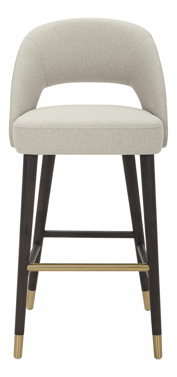 Amazon Brand – Rivet Whit Contemporary Upholstered Bar Stool with Gold Accents, 41"H, Chalk White