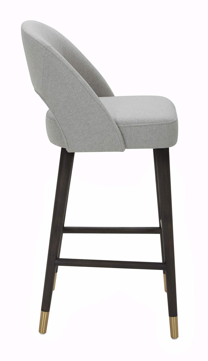 Amazon Brand – Rivet Whit Contemporary Upholstered Bar Stool with Gold Accents, 41"H, Felt Grey