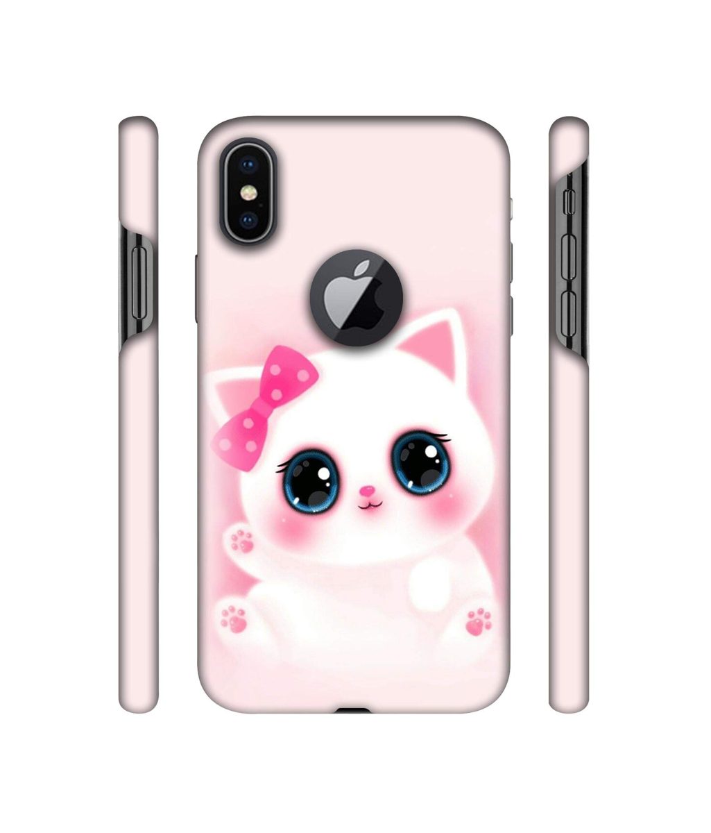 Amazon Brand - Solimo Designer Babby Kitty 3D Printed Hard Back Case Mobile Cover for Apple iPhone X (Logo Cut)