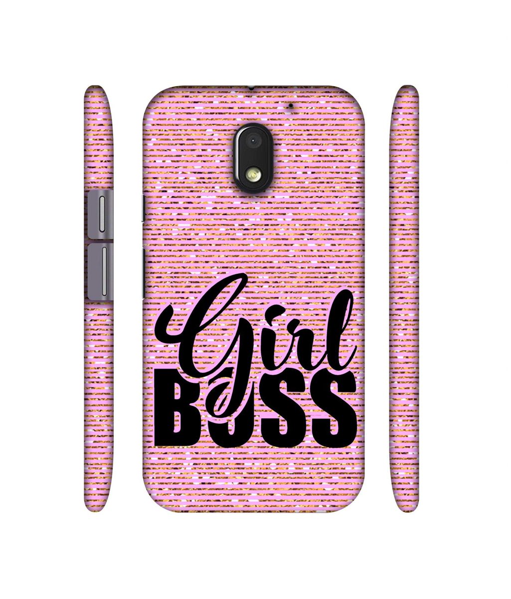 Amazon Brand - Solimo Designer Girl Boss On Pink Sparkle 3D Printed Hard Back Case Mobile Cover for Motorola Moto E (3rd gen)