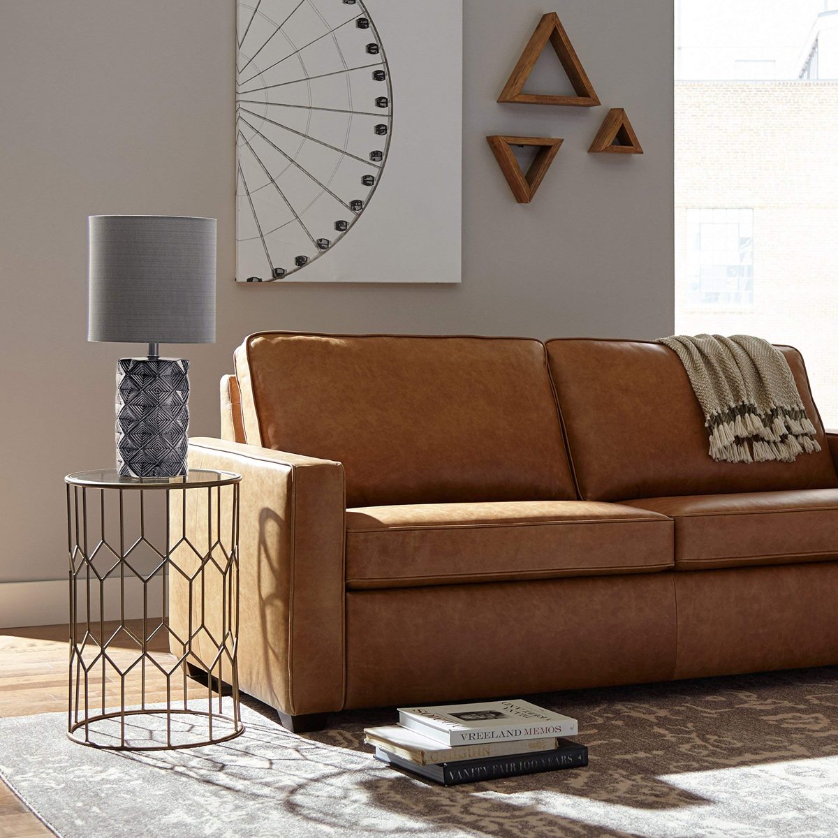 Rivet Modern Ceramic Table Lamp with Geometric-Patterned Base, 22.75" H, Grey