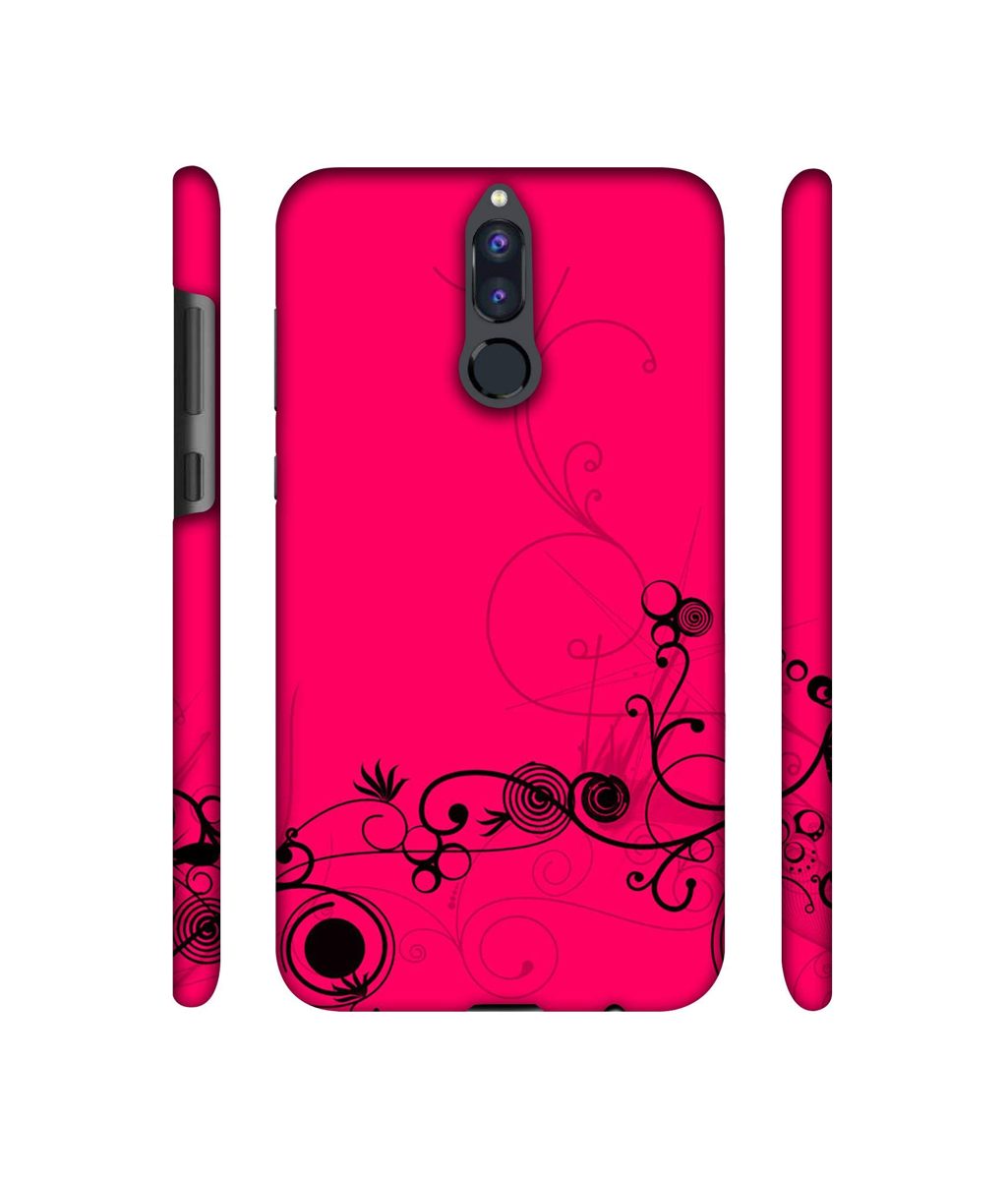 Amazon Brand - Solimo Designer Black Pattern on Pink 3D Printed Hard Back Case Mobile Cover for Huawei Honor 9i