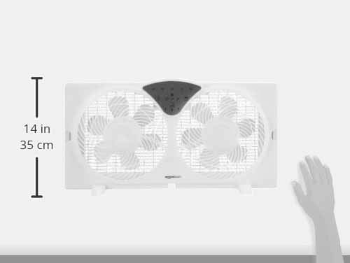 AmazonBasics Digital Window Fan with Twin 9-Inch Reversible Airflow Blades and Remote Control