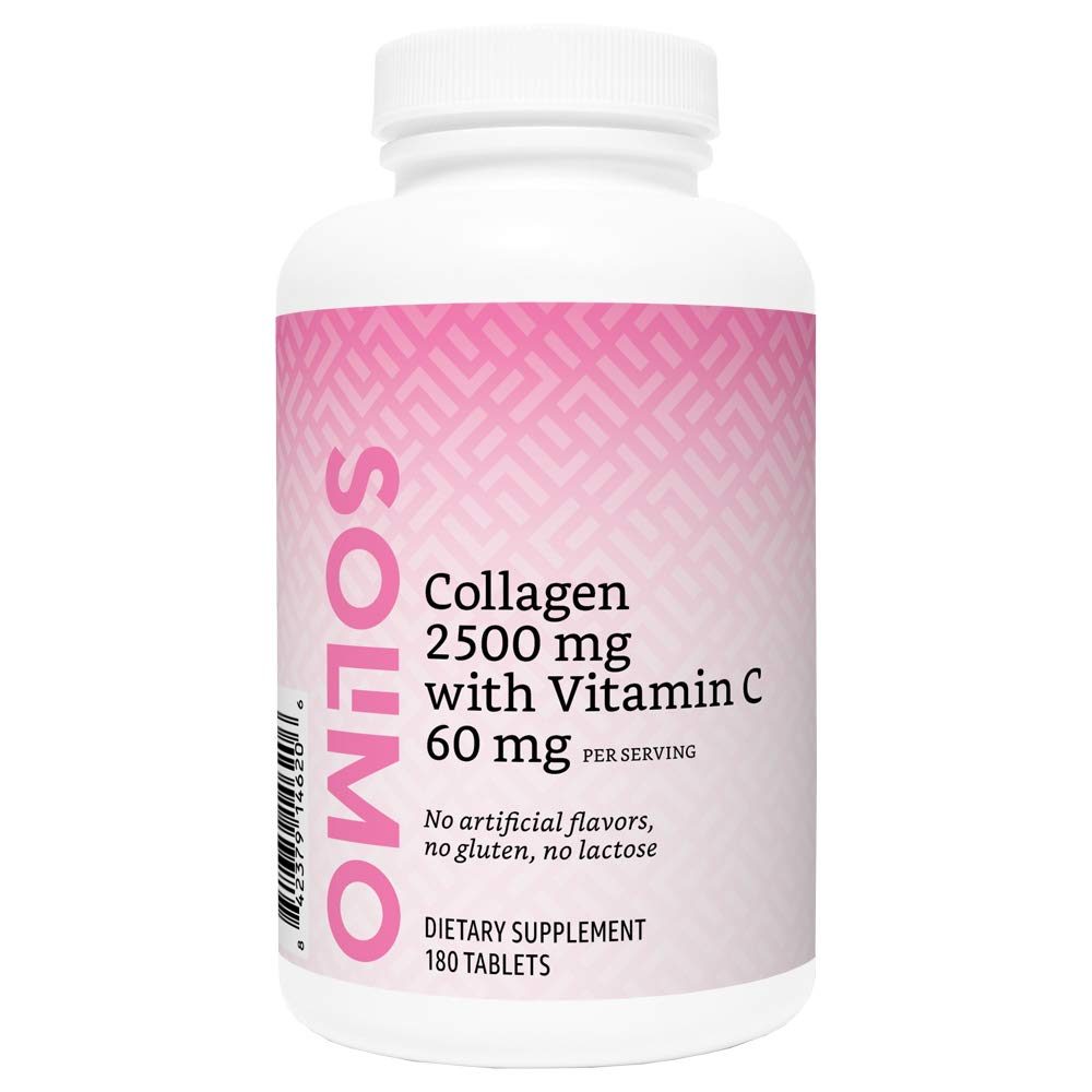 Amazon Brand - Solimo Collagen 2500 mg with Vitamin C 60 mg, 180 Tablets (3 Tablets per Serving) & Solimo Calcium, Magnesium & Zinc, Calcium 1000 mg, Magnesium 400mg, Zinc 15mg per Serving