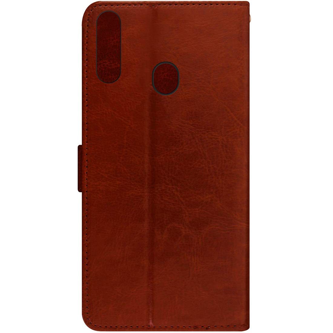 Amazon Brand - Solimo Flip Leather Mobile Cover (Soft & Flexible Back case) for Samsung Galaxy A20s (Brown)