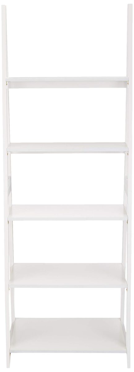 AmazonBasics Modern Ladder Bookcase with Solid Rubber Wood Frame - White (Renewed)