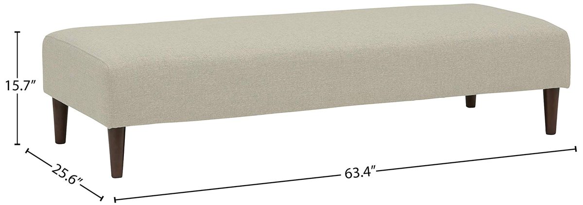 Amazon Brand – Rivet Ava Mid-Century Modern Upholstered Ottoman Bench, 63.4"W, Optical Grey