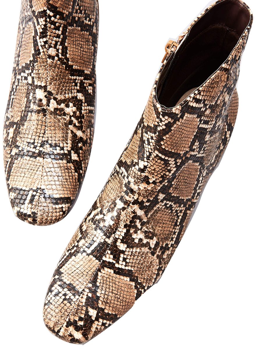 Amazon Brand - find. Block Heel Square Toe Ankle Boots, Braun Brown Snake), US 5