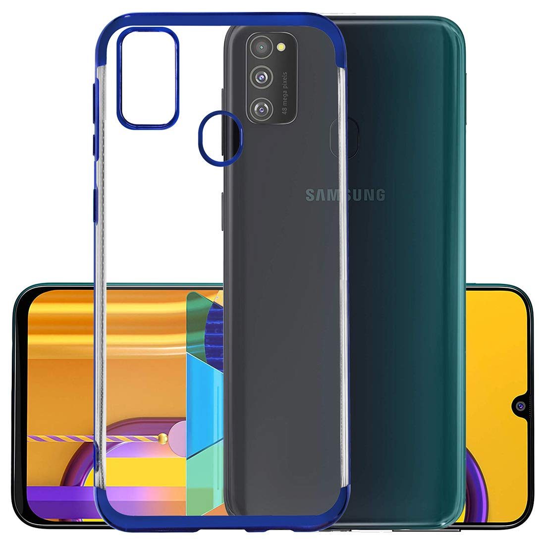 Amazon Brand - Solimo Electroplated Mobile Cover (Soft & Flexible Back case), for Samsung Galaxy M21 / M30s (Electric Blue)