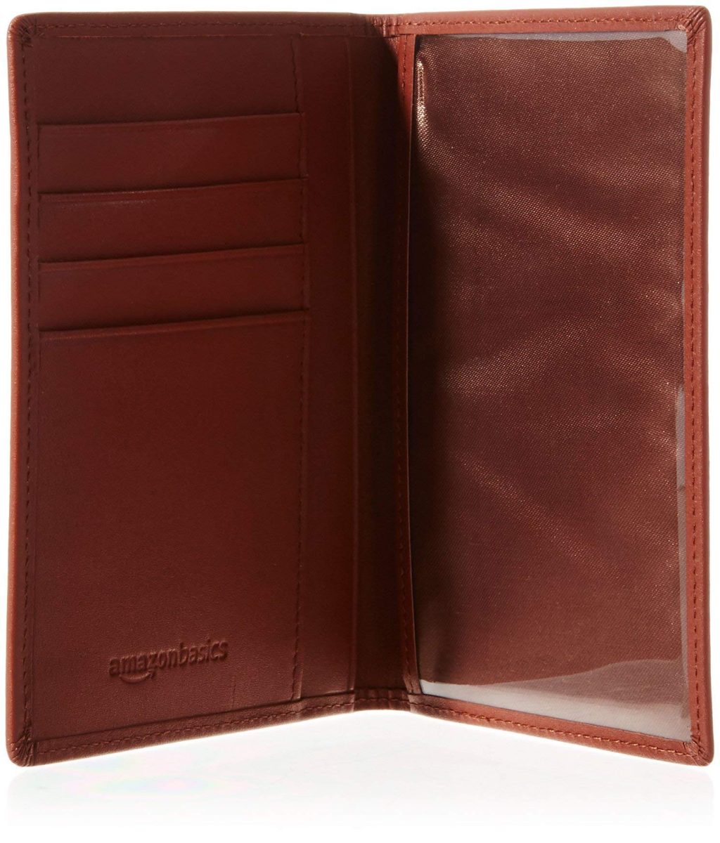 (Renewed) AmazonBasics Leather RFID Blocking Passport Wallet, Brown