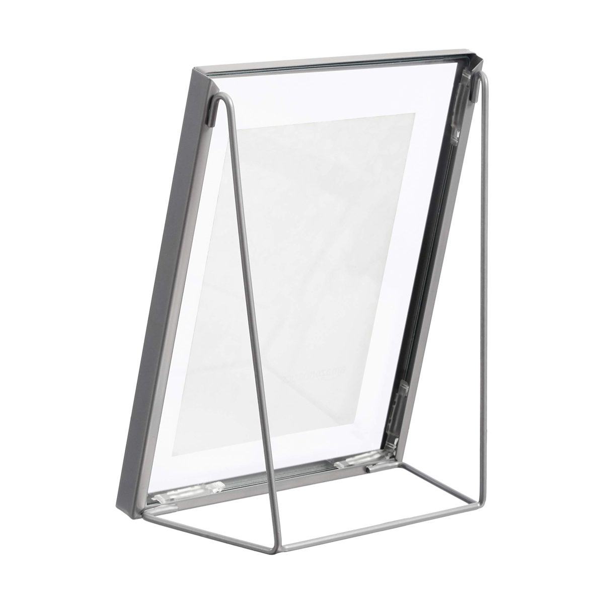 AmazonBasics Wedge Floating Photo Frame for 4 x 6 Inch Photos - Slim Frame, Nickel