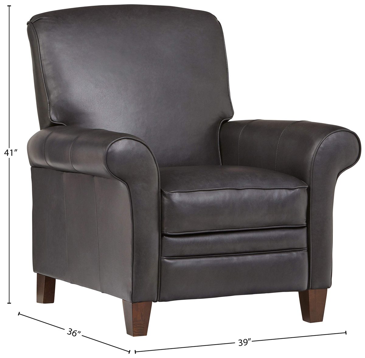 Amazon Brand – Stone & Beam Pinebrook Traditional Recliner, Leather, 39"W, Charcoal