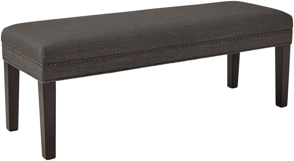 Amazon Brand – Ravenna Home Haraden Modern Upholstered Bench with Nailhead Trim, 48"W, Grey