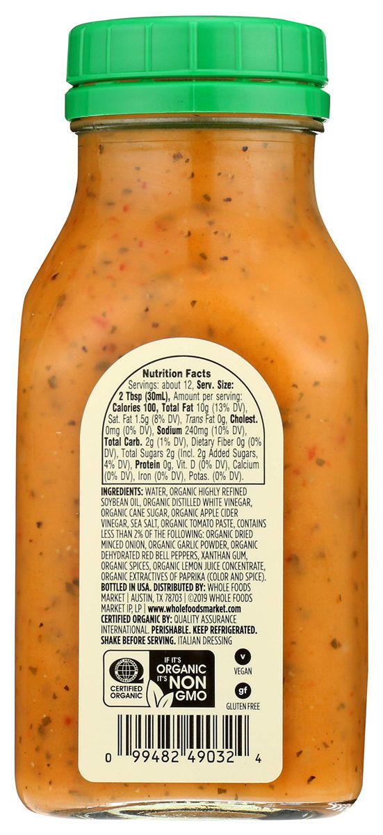 365 by Whole Foods Market, Organic Refrigerated Salad Dressing, Italian, 12 Fl Oz