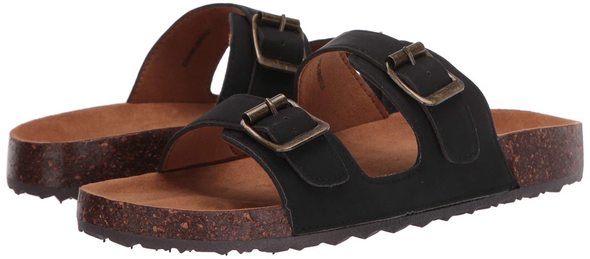 Amazon Essentials Women's Buckle Slip On Sandal, Black, 6 M US