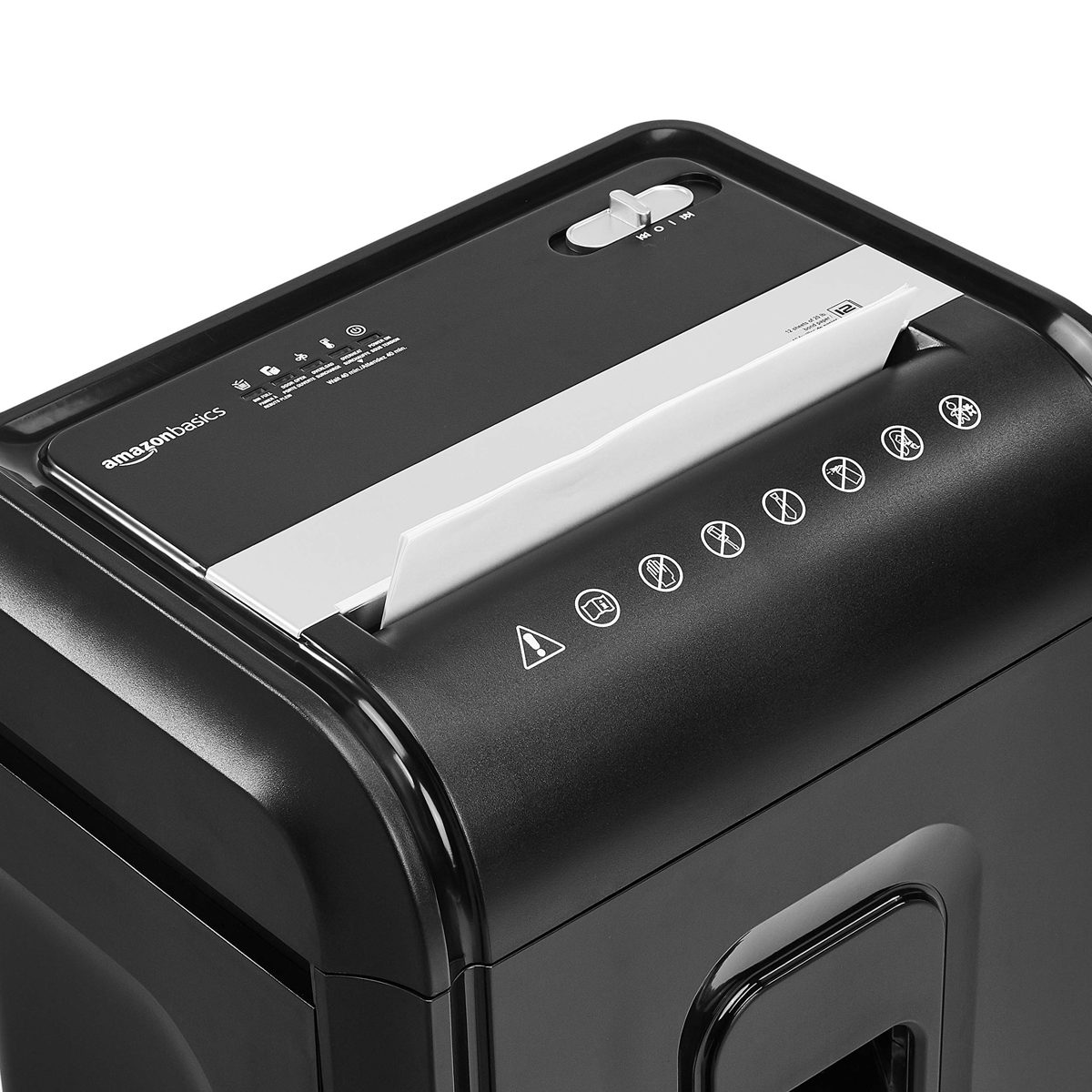 AmazonBasics 12-Sheet High-Security Micro-Cut Paper, CD, and Credit Card Shredder with Pullout Basket (Renewed)