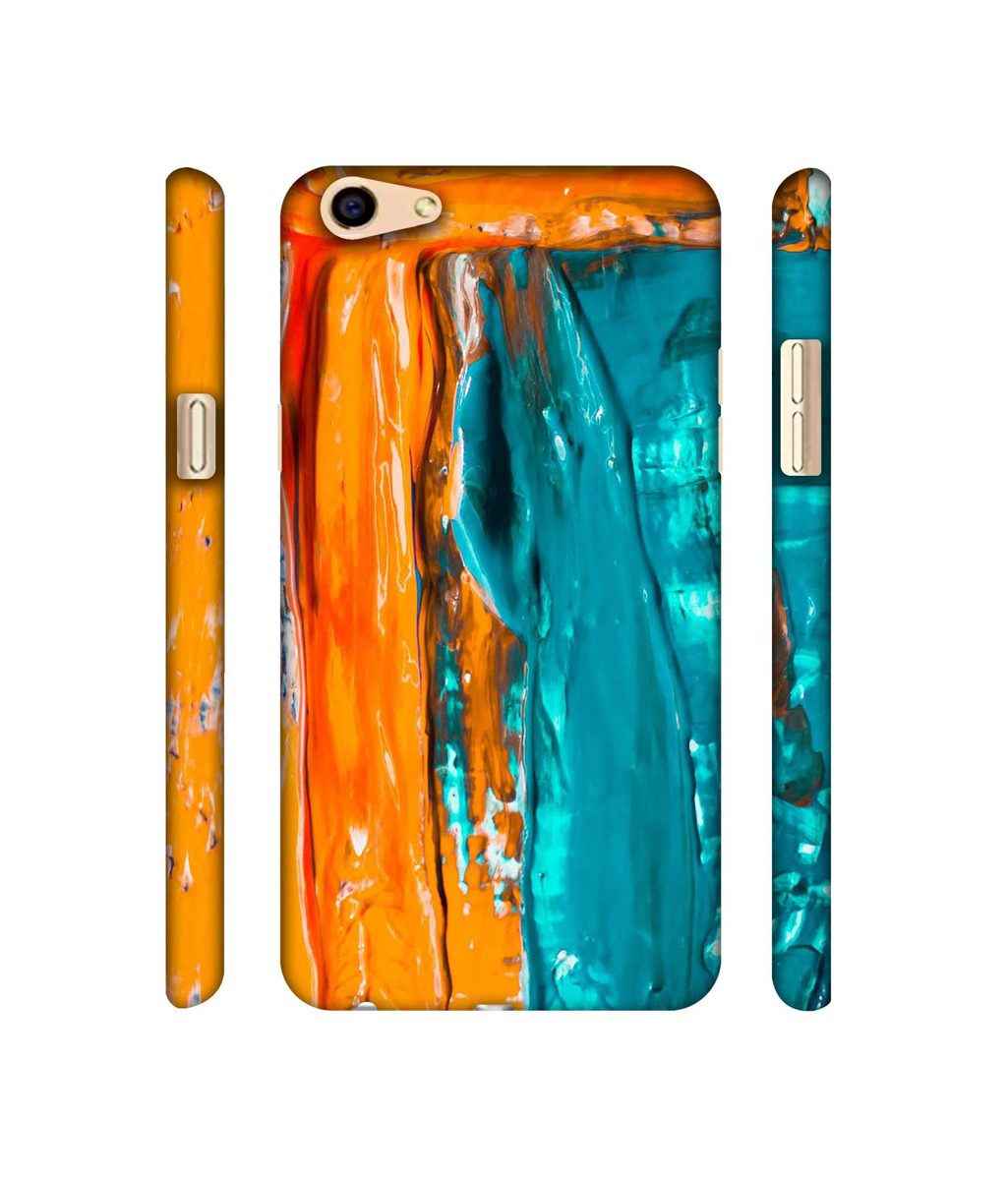 Amazon Brand - Solimo Designer Gold Yellow and Sky Blue Paint 3D Printed Hard Back Case Mobile Cover for Oppo F3