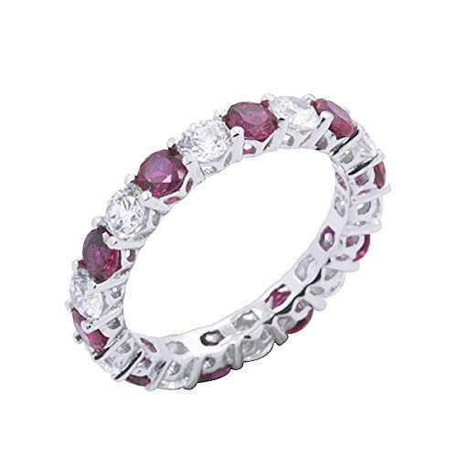[Find] Amazon Collection Platinum Plated suta-ringusiruba-kuriakyu-bikkuzirukonia & Simulated rubi-etanitexiringu, Size 14