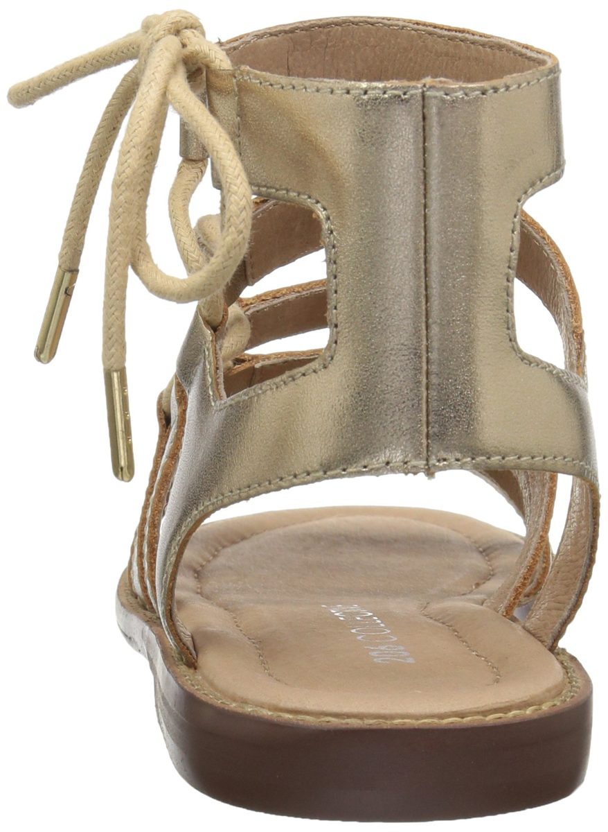 Amazon Brand - 206 Collective Women's Myrtle Gladiator Fashion Sandal Flat, gold leather, 5 B US
