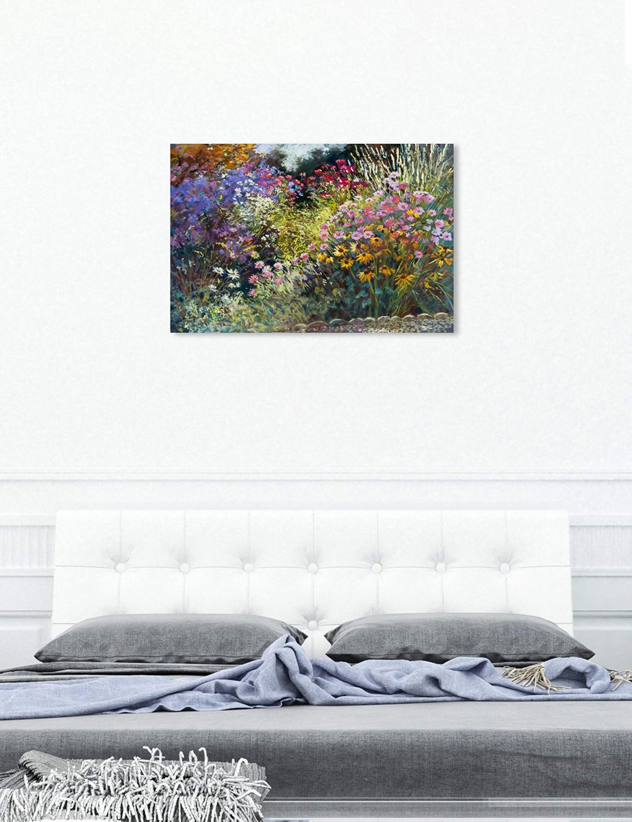 Amazon Brand – Stone & Beam Modern Impressionistic Floral Print Wall Art on Canvas, 45" x 30"