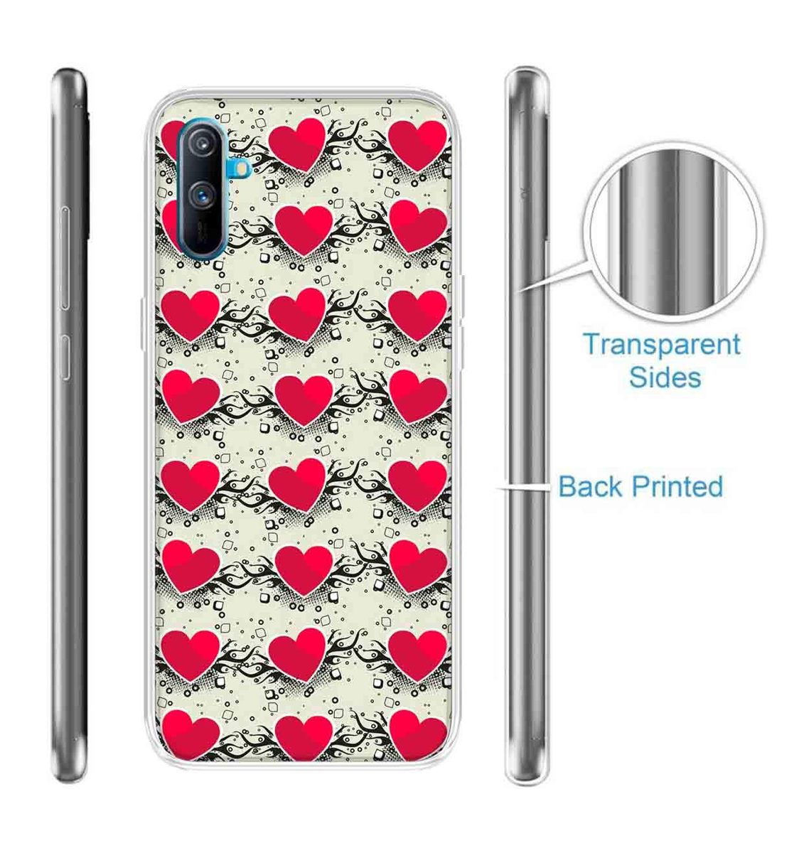 Amazon Brand - Solimo Designer Multicolor Red Heart Design Printed Soft Back Case Mobile Cover for Realme C3