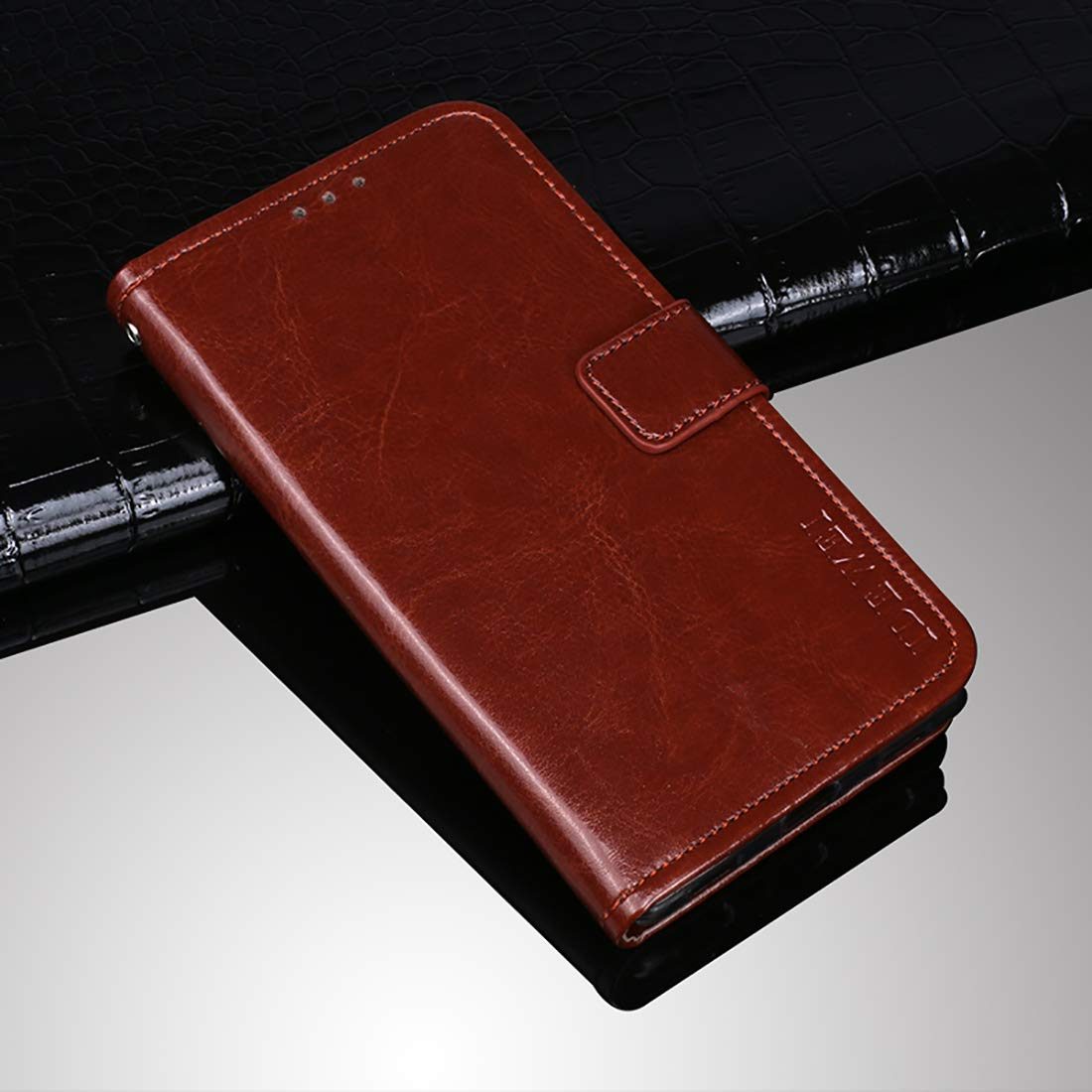 Amazon Brand - Solimo Flip Leather Mobile Cover (Soft & Flexible Back case) for Realme 3 Pro (Brown)