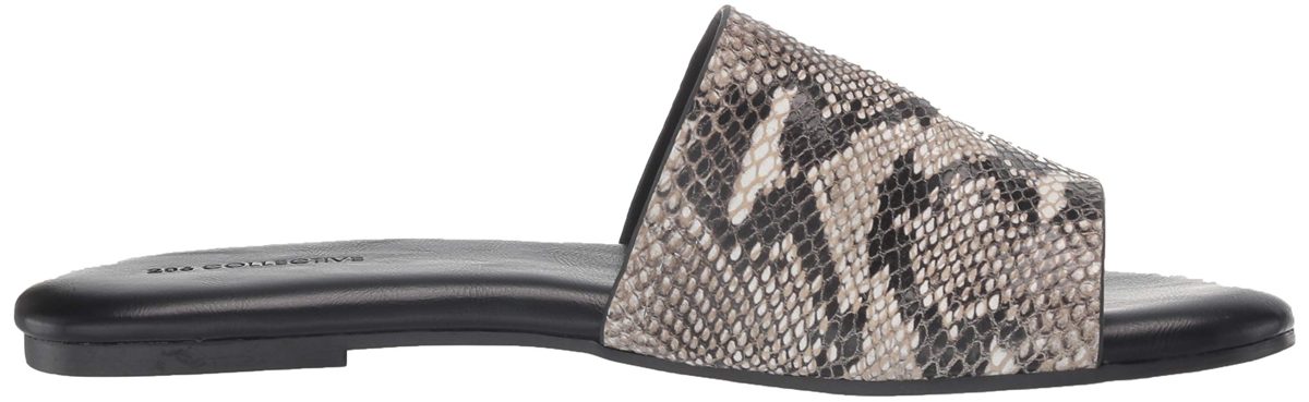 Amazon Brand - 206 Collective Women's Honn Leather Sandal, Black Snake Embossed, 8 B US