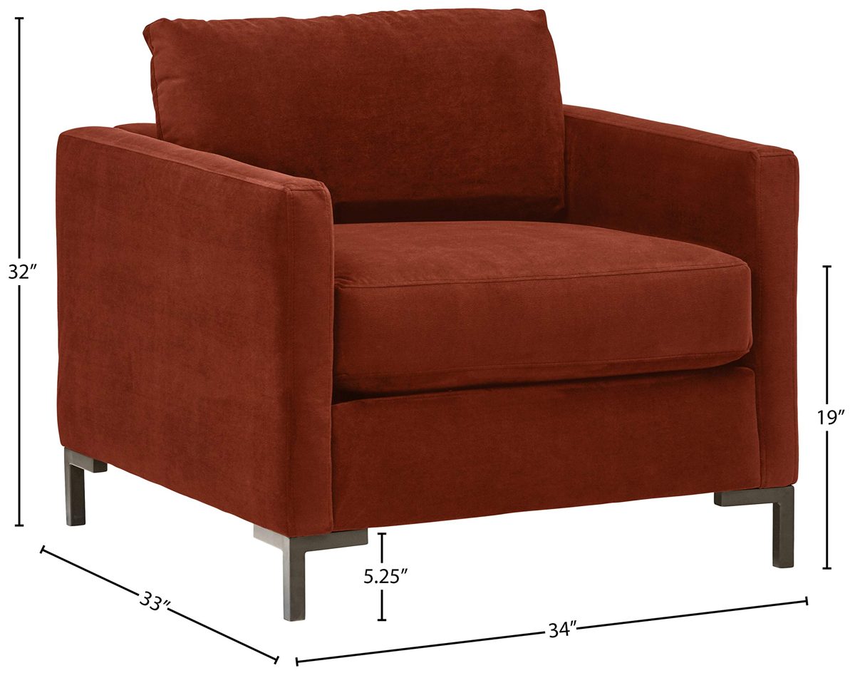 Amazon Brand – Rivet Edgewest Low Back Modern Accent Chair, 34"W, Rouge Red