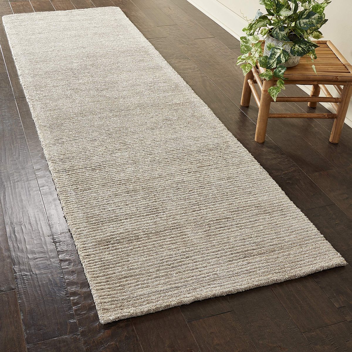 Amazon Brand – Rivet Contemporary Striated Jute Runner Rug, 7' 6" x 2' 3", Oatmeal