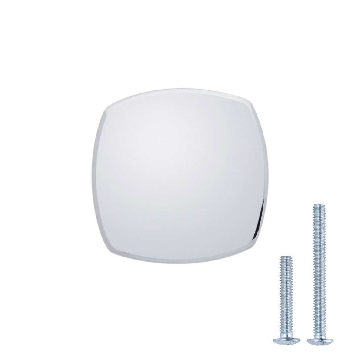 AmazonBasics Rounded Square Cabinet Knob, 1.26" Diameter, Polished Chrome, 25 Pack