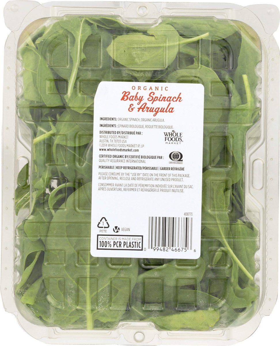 WHOLE FOODS MARKET Organic Arugula & Spinach Salad, 5 OZ