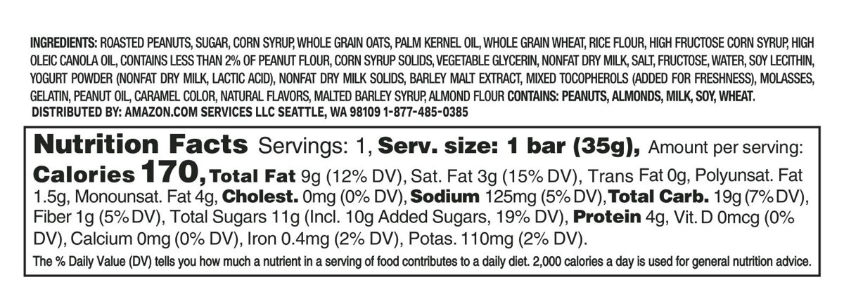 Amazon Brand - Happy Belly Sweet & Salty Peanut Granola Bars, 12 Count