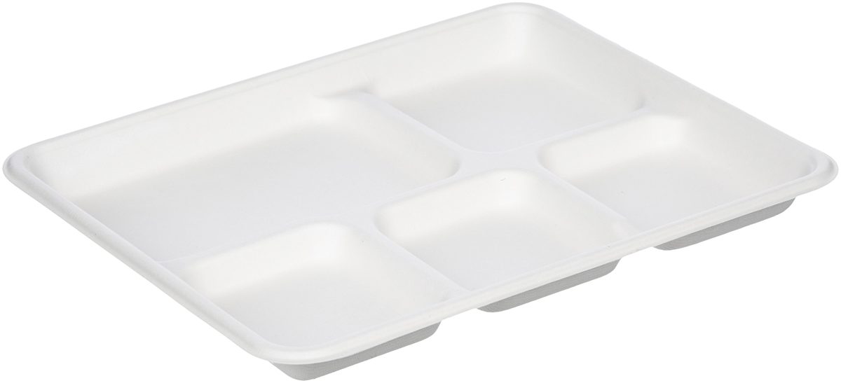 AmazonBasics Compostable 5-Compartment Food Trays, Pack of 125