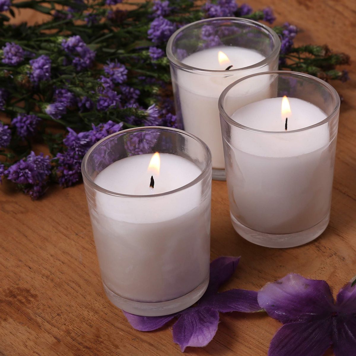 Amazon Brand - Solimo Votive Glass Candles, Pack of 6 (Unscented)